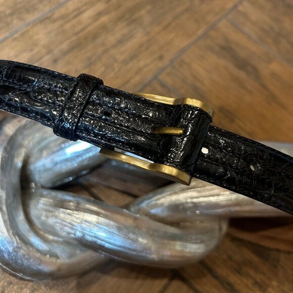 DKNY Black Genuine Caiman Crocodile Belt Made in Italy Size Small - Picture 8 of 9